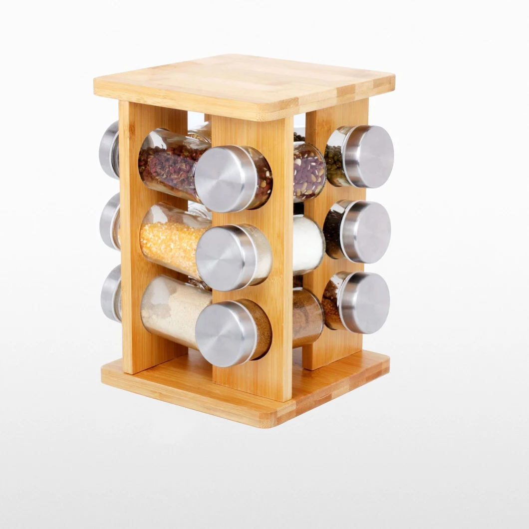 Round Revolving Seasoning Rack with 12 Jars, Countertop Spice Rack Kitchen Organizer Esg16340