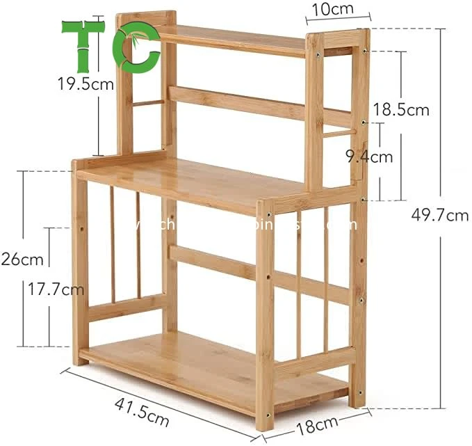 3-Tier Bamboo Spice Rack with Adjustable Height Countertop Storage Organizer Shelf