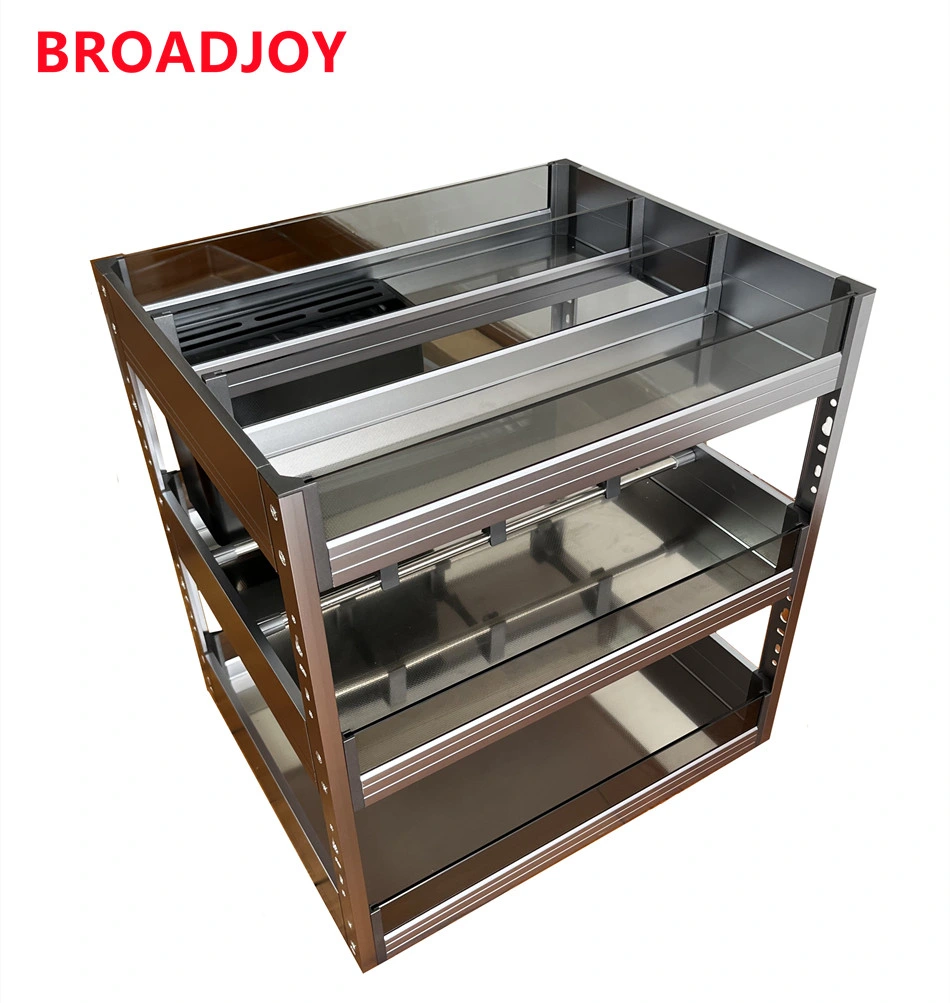 Tempered Glass Pull out Cabinet Spices Basket Drawers & Cabinet Organizers